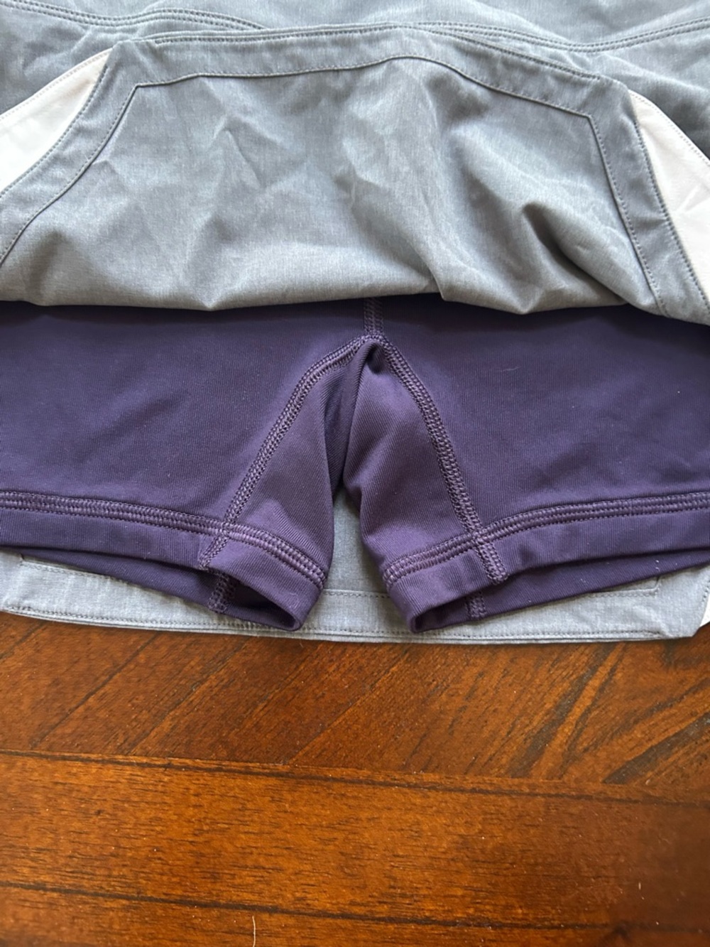 Nike Two-Tone Grey and Navy Layered Athletic Shorts, top set size XS - Picture 5 of 9